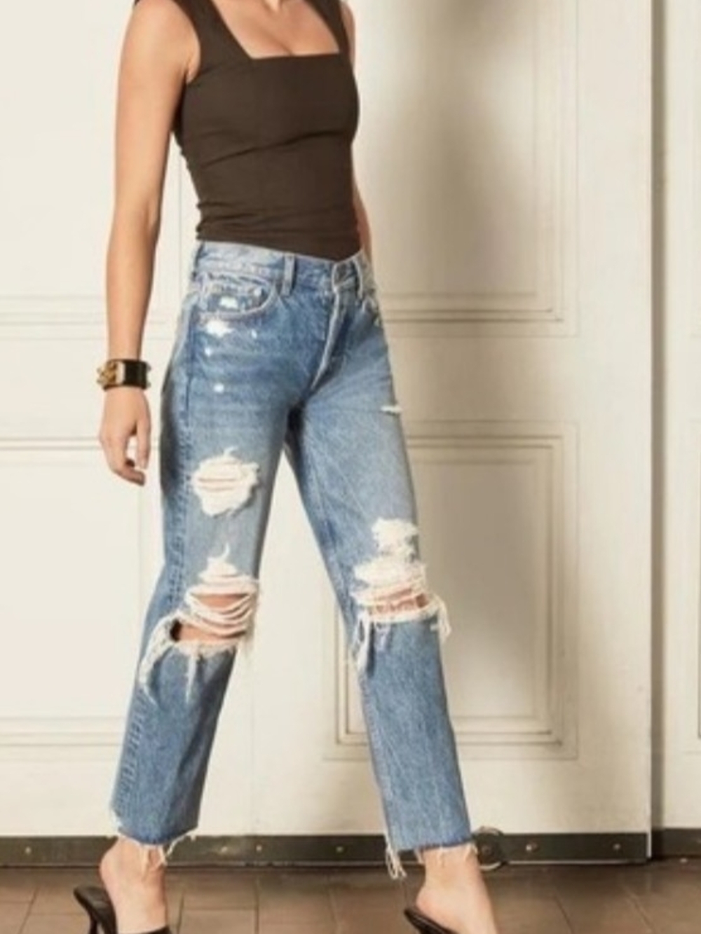 Boyish Brand  Blue Straight Leg Distressed Jeans